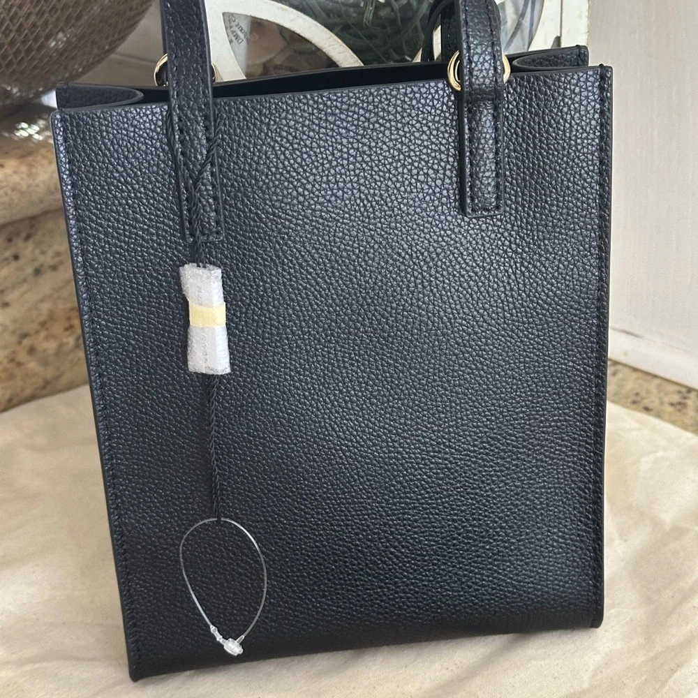 Marc Jacobs Micro Tote Leather HandBag/Crossbody With Detachable Strap-BLACK - Picture 7 of 10